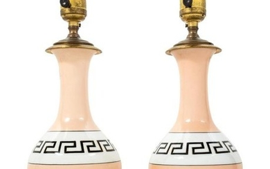A Pair of French Painted Glass Vases