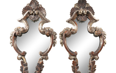 A Pair of Italian Silvered Wood Mirrors