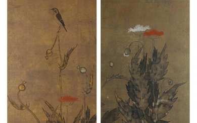 A Pair of Rinpa Style Japanese Paintings