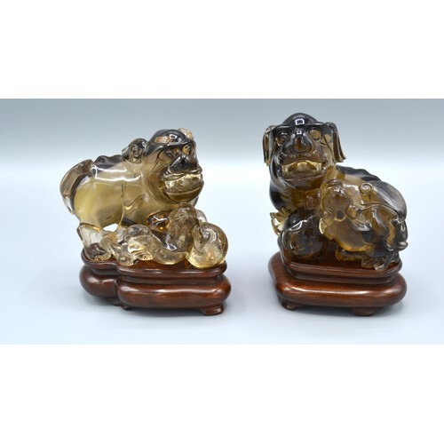 A Pair of late 19th Chinese Rock Crystal Models in the form ...