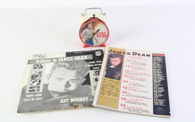 A Retro James Dean Clock Together with Booklet and Vinyl