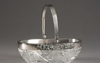 A SILVER-MOUNTED CUT-GLASS BOWL WITH HANDLE Russian, Mos