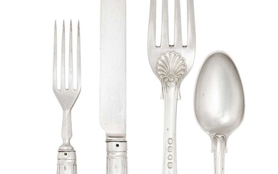 A Set of Seven Victorian Silver Table-Forks and Six Victorian Silver Teaspoons by William Eaton, London, 1865
