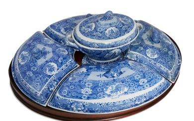 A Staffordshire blue and white transfer set