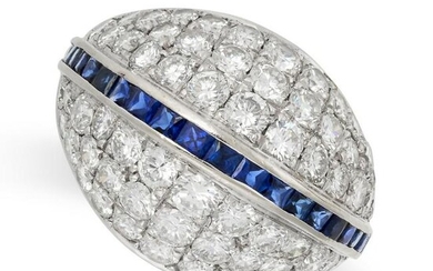 A VINTAGE DIAMOND AND SAPPHIRE COCKTAIL RING in 18ct
