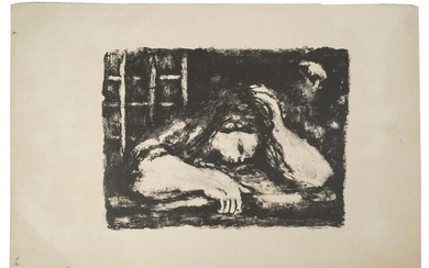 A VINTAGE EXPRESSIONIST ETCHING THE READING WOMAN