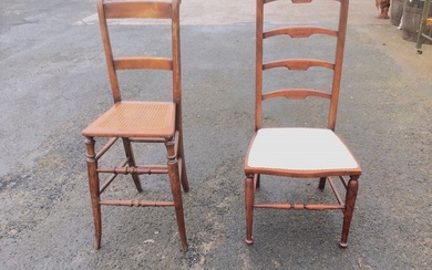A Victorian beech childs high chair with rectangular back and...