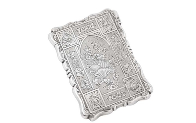 A Victorian sterling silver card case, Birmingham 1860 by Alfred Taylor