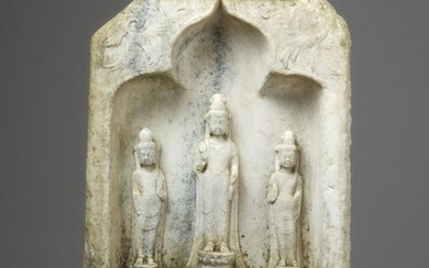A WHITE MARBLE BUDDHIST STELE, NORTHERN QI DYNASTY...