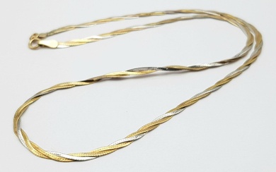 A Yellow and White Gold Intertwined Flat Necklace. Small...