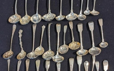 A collection of Georgian silver ladles, various marks