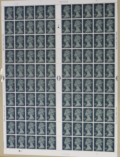 A collection of Great Britain 1980s complete sheets, mint, including 1985 £1.41 definitive (tot