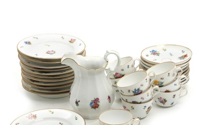 A collection of Royal Copenhagen porcelain coffee service, decorated in gold and...
