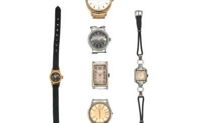 A collection of seven mechanical wristwatches for repairs or...