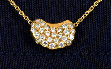 A diamond 'Bean' pendant, on chain, by Elsa Peretti for Tiffany & Co.