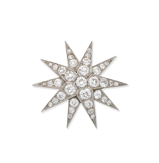 A diamond star brooch,, circa 1890