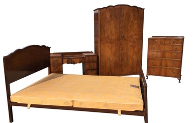A four-piece walnut bedroom suite by The West of...
