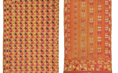 A group of Indian Phulkari silk embroidered textiles