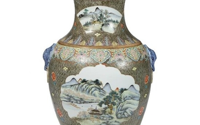 A large Chinese famille rose 'landscapes' vase