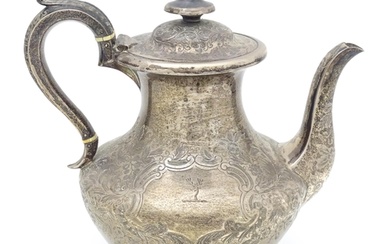 A large William IV silver teapot, hallmarked London 1830 mak...