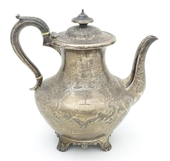 A large William IV silver teapot, hallmarked London 1830 maker Richard Pearce & George Burrows.