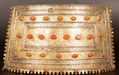 A large and impressive gilded silver pectoral ornament -Turkestan - 1880-1920