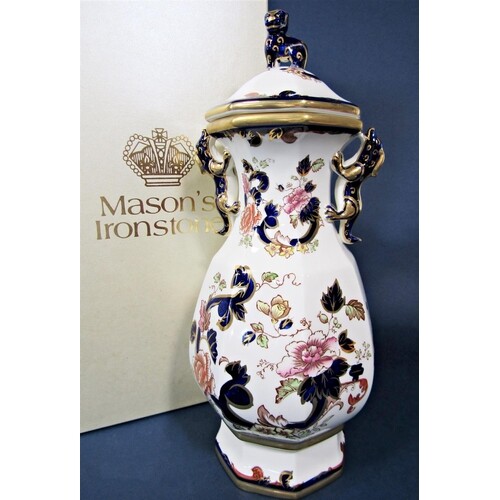 A large two handled Masons Coronation temple dog vase and co...