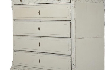 A late 18th century Danish Louis XVI grey painted chest of drawers,...