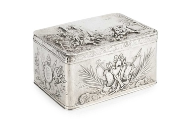 A late 19th century Dutch silver rectangular 'castle top' box,...