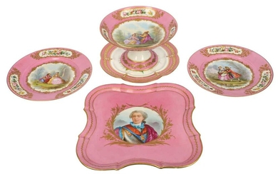 A late 19th/20th century French Sevres style porcelain tray
