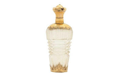 A mid-19th century Willem III Dutch 14 carat gold mounted glass scent bottle, The Netherlands circa 1860