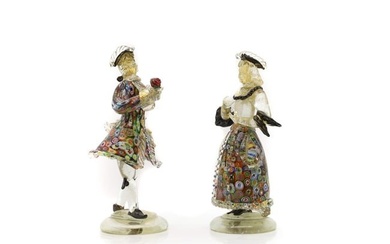 A pair of Murano glass figures