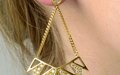 A pair of brilliant-cut diamond geometric earrings, by Janis Savitt.