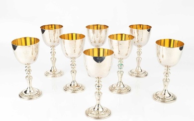 A set of eight silver limited edition commemorative goblets, for...