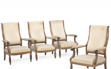 SOLD. A set of four French rosewood armchairs with brass inlays. Ca. 1870. (4). – Bruun Rasmussen Auctioneers of Fine Art