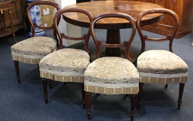A set of four Victorian mahogany balloon back dining chairs,...