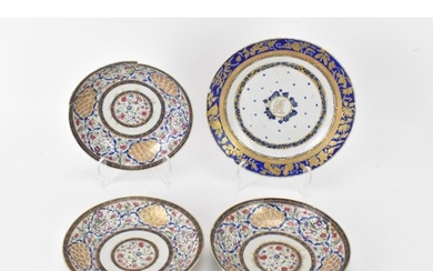 A set of three Chinese export famille rose plates, Qing Dyna...
