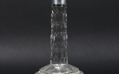 A silver topped cut-glass scent bottle, hallmarked Birmingham, 1898, makers marks for M. Bros.