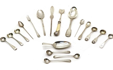 A small group of flatware items