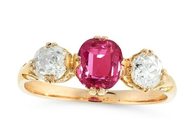 AN ANTIQUE RUBY AND DIAMOND DRESS RING in high carat