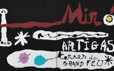 After Josep Llorens Artigas and Joan Miró Terres de Grand Feu Screenprint on black paper, unmatted, unframed. sheet 9 1/4 x 16 1/8 in. (23.6 x 40.9 cm)