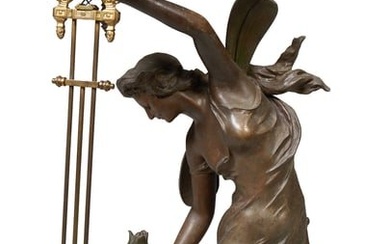 After Julien Causse (French, 1869-1914), "Abeille," French Figural Swinger Clock, c. 1900, Overall