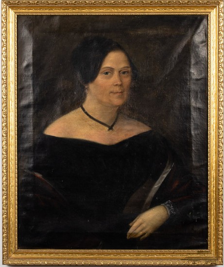 American School, Portrait of a Woman, Oil on Canvas, 18th Century E9VDL