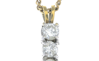 An 18ct gold diamond pendant, with 9ct gold chain.