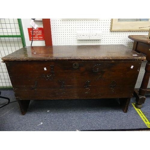 An 18th century stained pine Devon coffer / marriage chest, ...