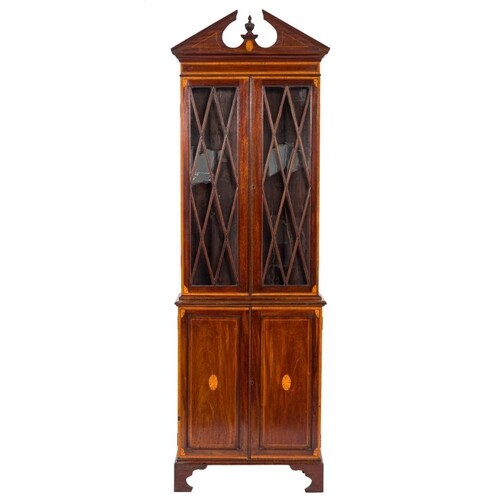 An Edwardian mahogany and inlaid upright display cabinet:, c...