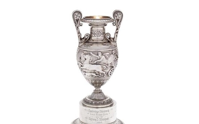An Edwardian silver vase on stand Hunt & Roskell Ltd