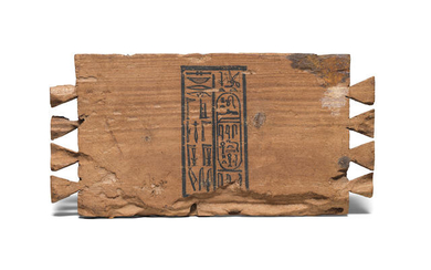 An Egyptian inscribed sandalwood box panel