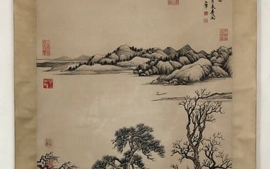 An Exquisite Chinese Ink Painting Hanging Scroll By Wang Hui