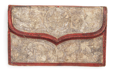 An Ottoman metal-thread embroidered leather wallet Turkey, dated AD 1767...